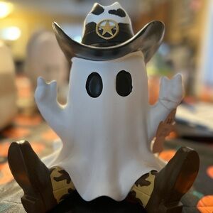 Cowboy Ghost Figurine - Black, Brown, and White